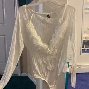 White lace body suit long sleeve never worn